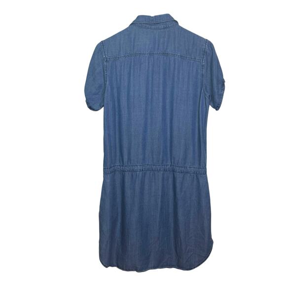 Lovestitch Size Medium Chambray Denim Drawstring Waist Button Up Shirt Dress - Picture 5 of 7